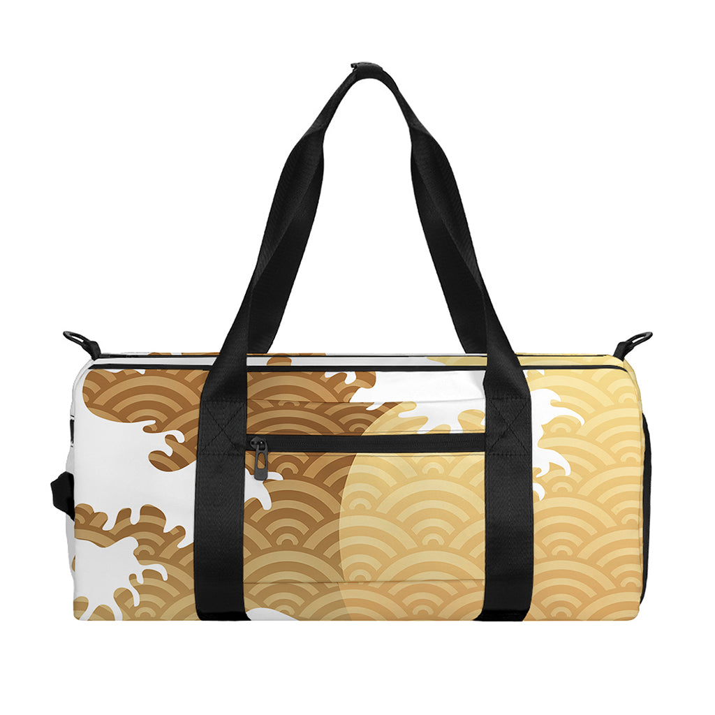 Golden Kanagawa Wave Print Gym Bag