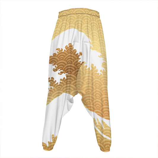 Golden Kanagawa Wave Print Hammer Pants