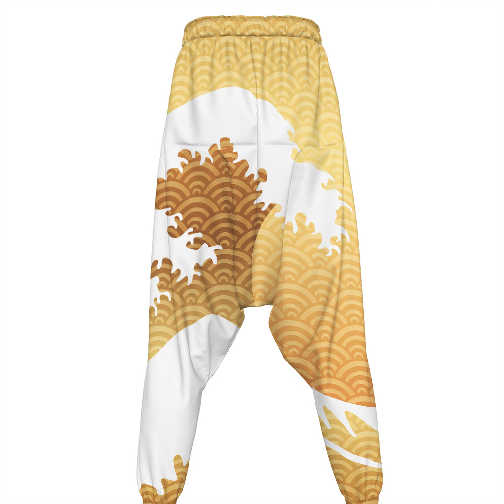 Golden Kanagawa Wave Print Hammer Pants