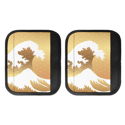 Golden Kanagawa Wave Print Handle Covers