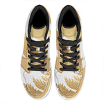 Golden Kanagawa Wave Print High Top Leather Sneakers