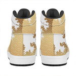Golden Kanagawa Wave Print High Top Leather Sneakers