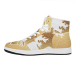 Golden Kanagawa Wave Print High Top Leather Sneakers