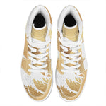 Golden Kanagawa Wave Print High Top Leather Sneakers