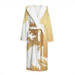 Golden Kanagawa Wave Print Hooded Bathrobe