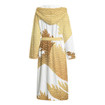 Golden Kanagawa Wave Print Hooded Bathrobe