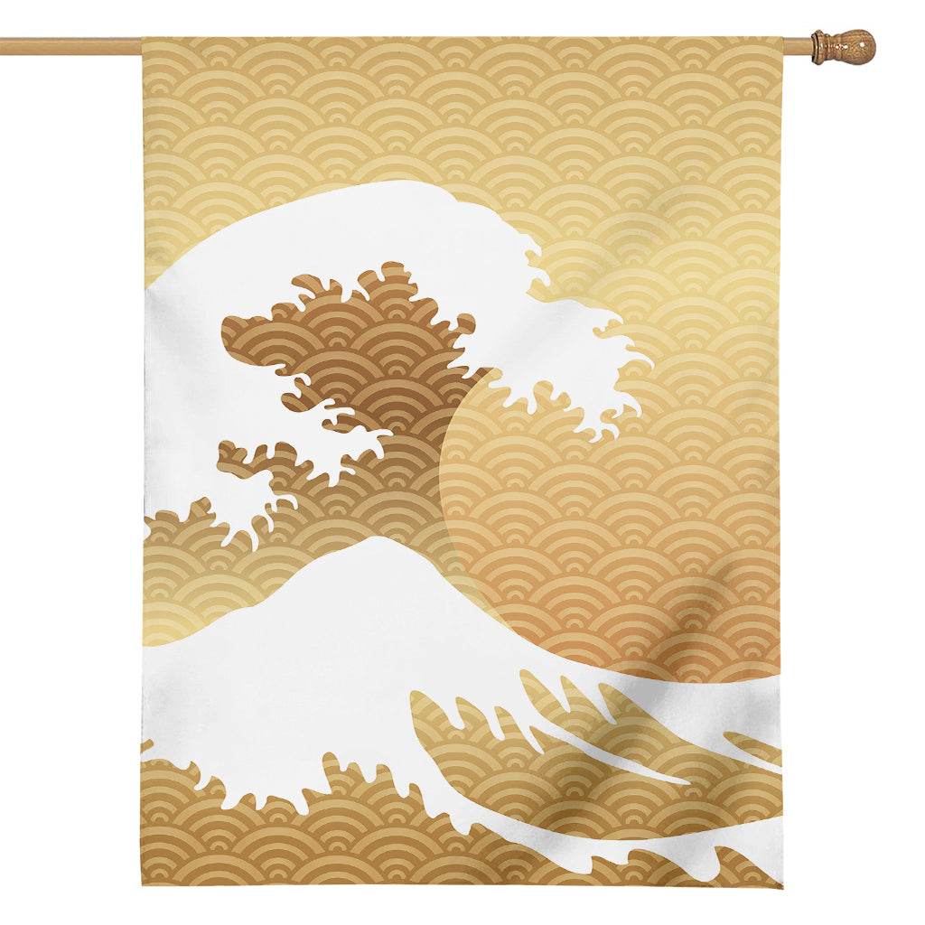 Golden Kanagawa Wave Print House Flag