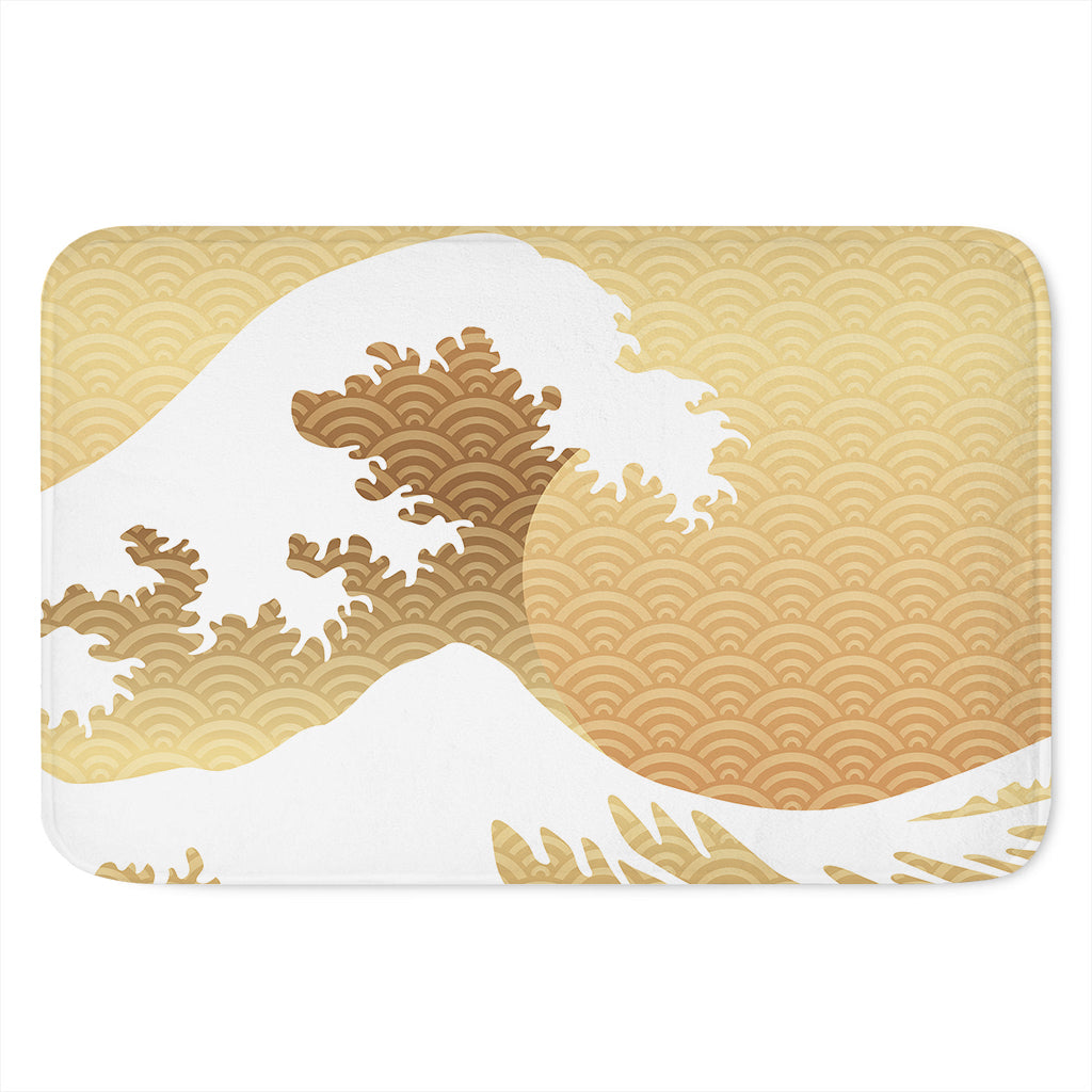 Golden Kanagawa Wave Print Indoor Door Mat