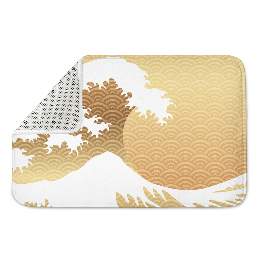 Golden Kanagawa Wave Print Indoor Door Mat