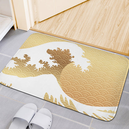 Golden Kanagawa Wave Print Indoor Door Mat