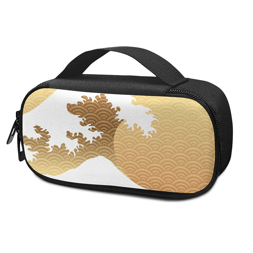 Golden Kanagawa Wave Print Insulin Cooler Travel Case