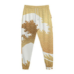 Golden Kanagawa Wave Print Jogger Pants