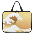 Golden Kanagawa Wave Print Laptop Sleeve With Handle