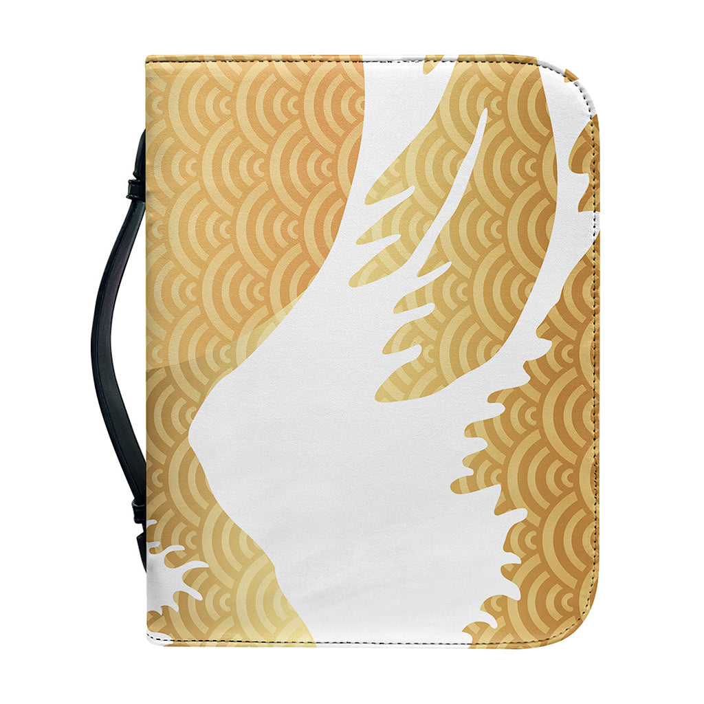 Golden Kanagawa Wave Print Leather Bible Cover