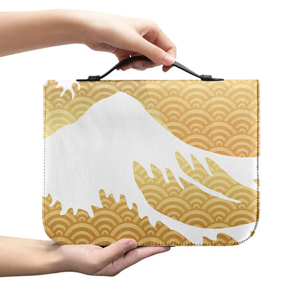 Golden Kanagawa Wave Print Leather Bible Cover