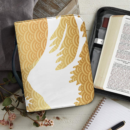Golden Kanagawa Wave Print Leather Bible Cover