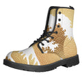 Golden Kanagawa Wave Print Lace-Up Boots