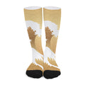 Golden Kanagawa Wave Print Long Socks