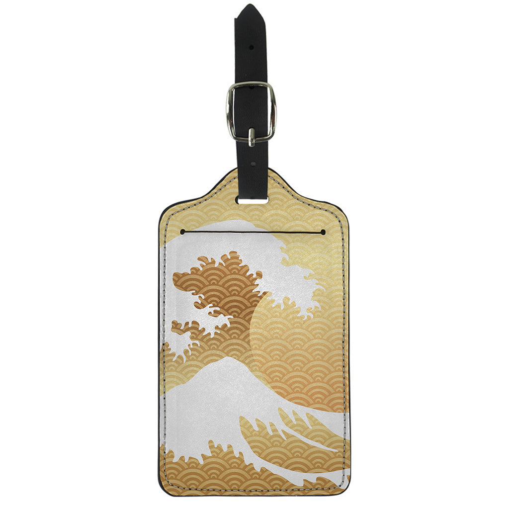 Golden Kanagawa Wave Print Luggage Tag