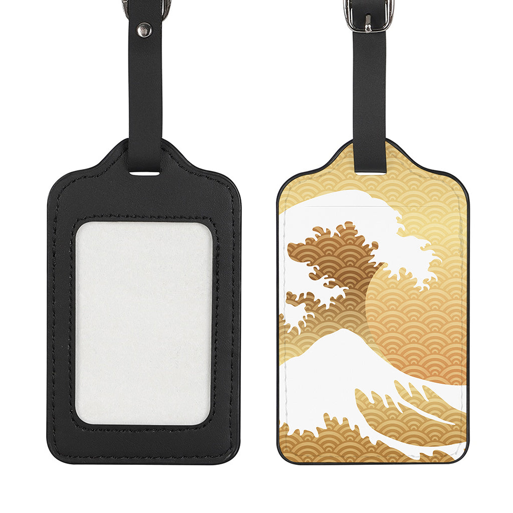 Golden Kanagawa Wave Print Luggage Tag