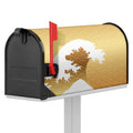 Golden Kanagawa Wave Print Mailbox Cover