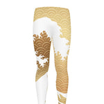 Golden Kanagawa Wave Print Men's leggings