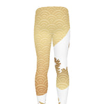 Golden Kanagawa Wave Print Men's leggings