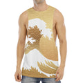 Golden Kanagawa Wave Print Men's Muscle Tank Top