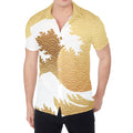 Golden Kanagawa Wave Print Men's Shirt