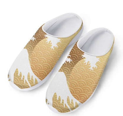 Golden Kanagawa Wave Print Mesh Casual Shoes