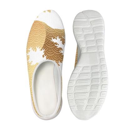 Golden Kanagawa Wave Print Mesh Casual Shoes