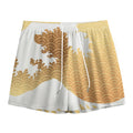 Golden Kanagawa Wave Print Mesh Shorts