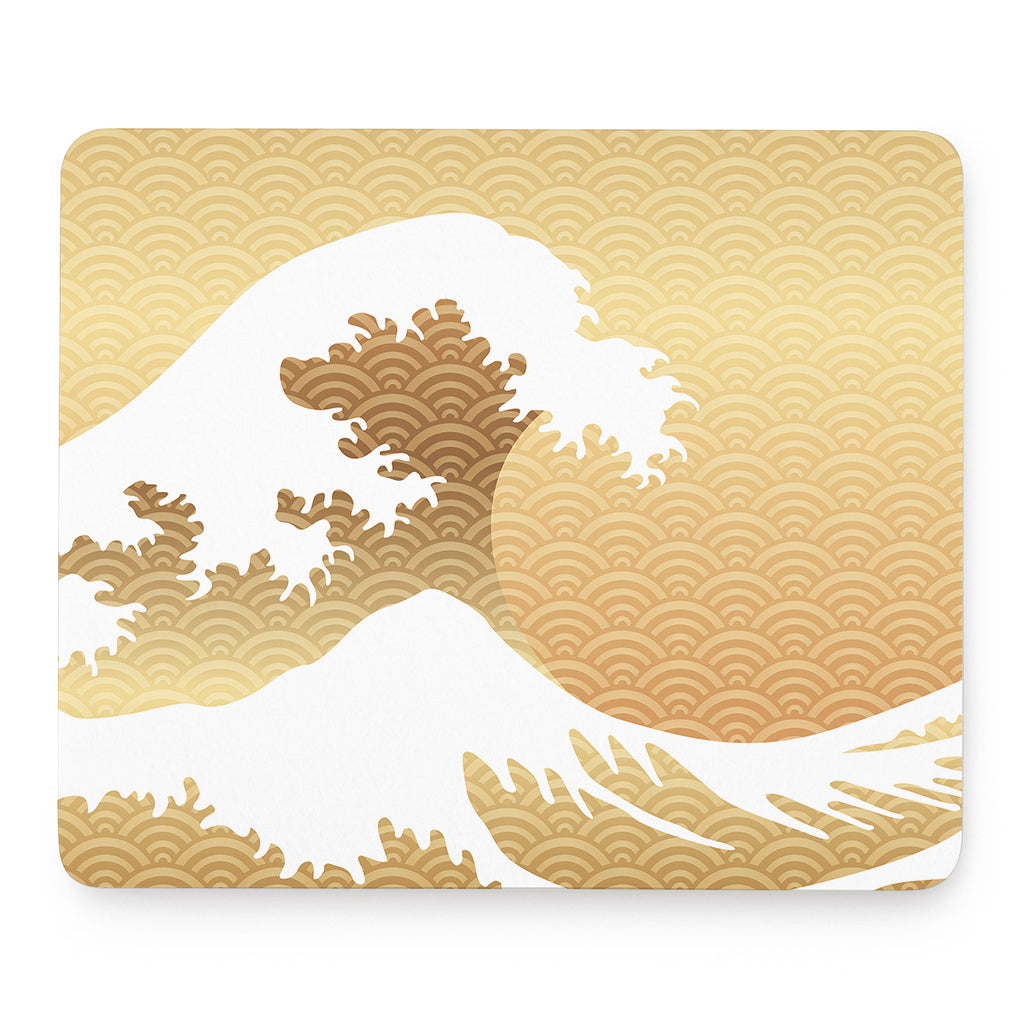 Golden Kanagawa Wave Print Mouse Pad