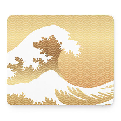 Golden Kanagawa Wave Print Mouse Pad