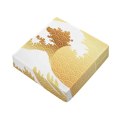Golden Kanagawa Wave Print Outdoor Seat Cushion Cover