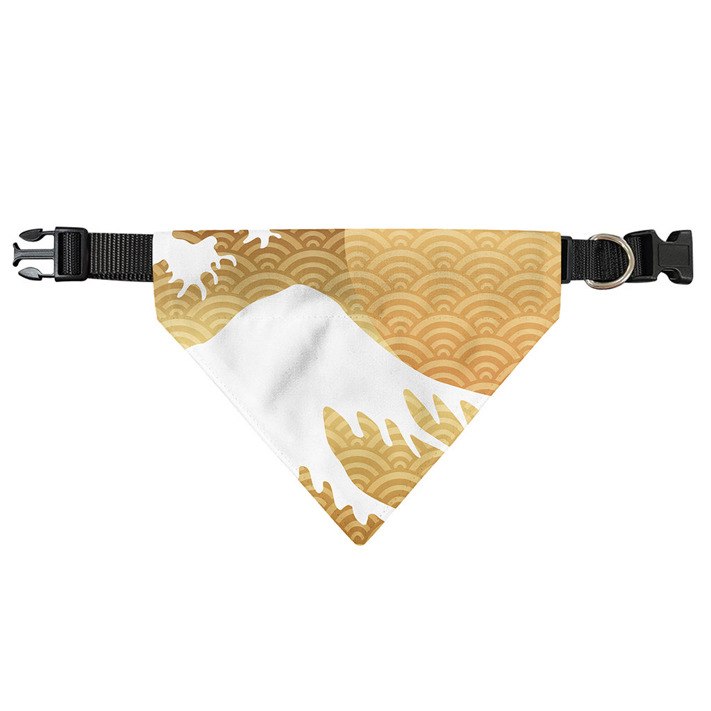 Golden Kanagawa Wave Print Over The Collar Dog Bandana