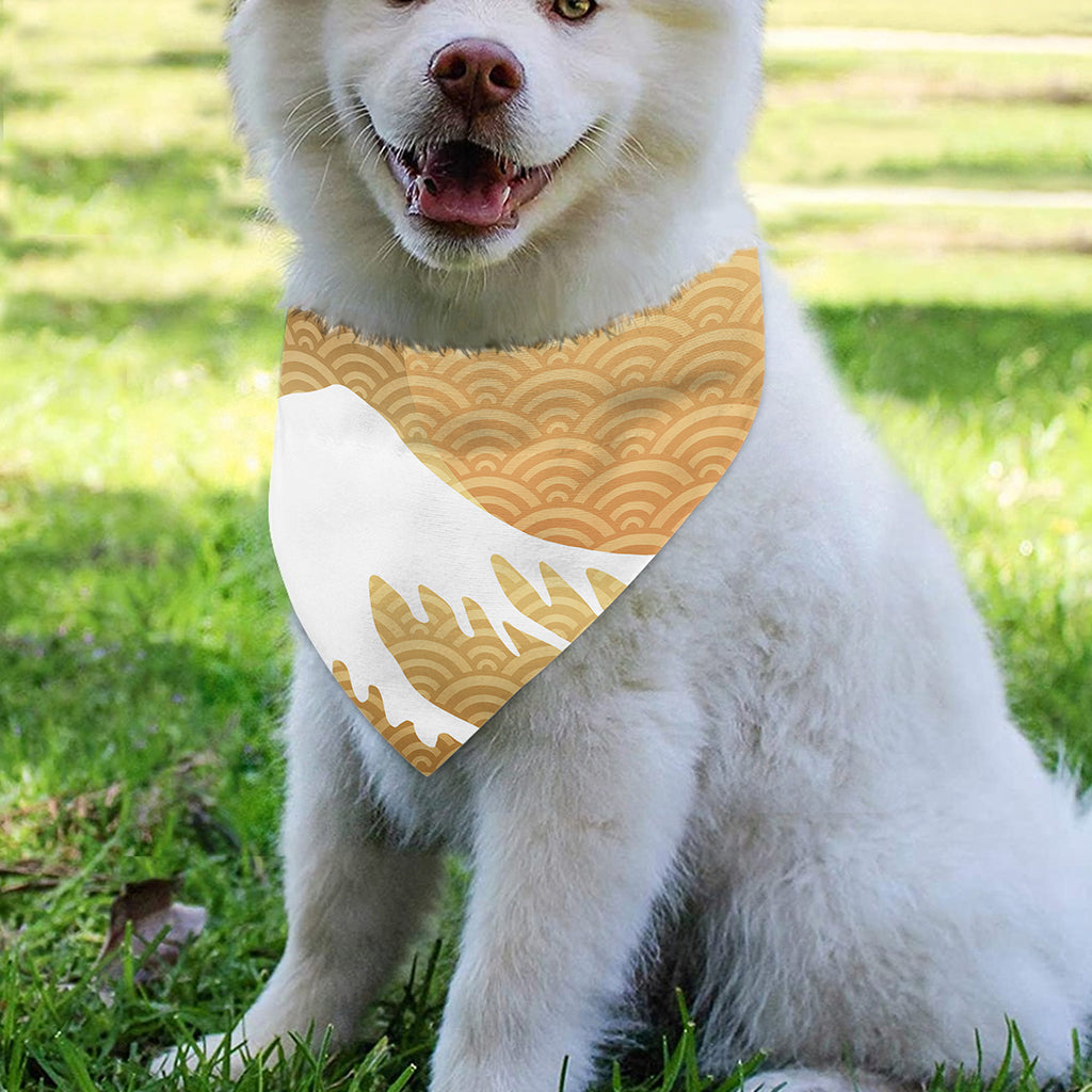 Golden Kanagawa Wave Print Over The Collar Dog Bandana