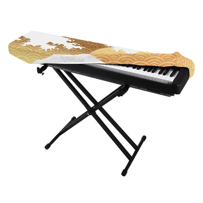 Golden Kanagawa Wave Print Piano Keyboard Cover