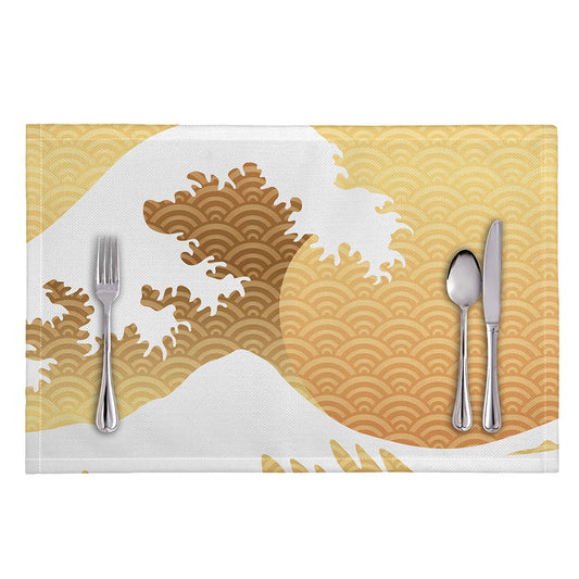 Golden Kanagawa Wave Print Placemat