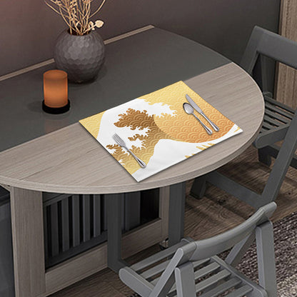 Golden Kanagawa Wave Print Placemat