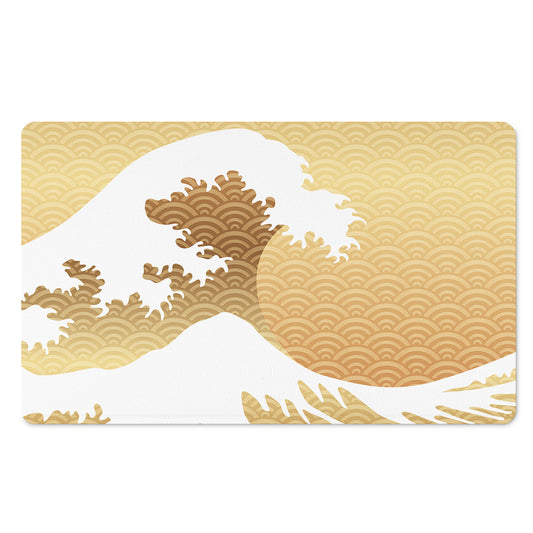 Golden Kanagawa Wave Print Polyester Doormat