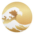 Golden Kanagawa Wave Print Round Blanket