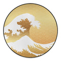 Golden Kanagawa Wave Print Round Floor Mat