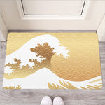 Golden Kanagawa Wave Print Rubber Doormat