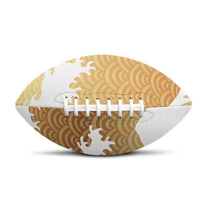 Golden Kanagawa Wave Print Rugby Ball