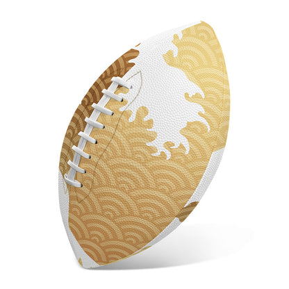 Golden Kanagawa Wave Print Rugby Ball