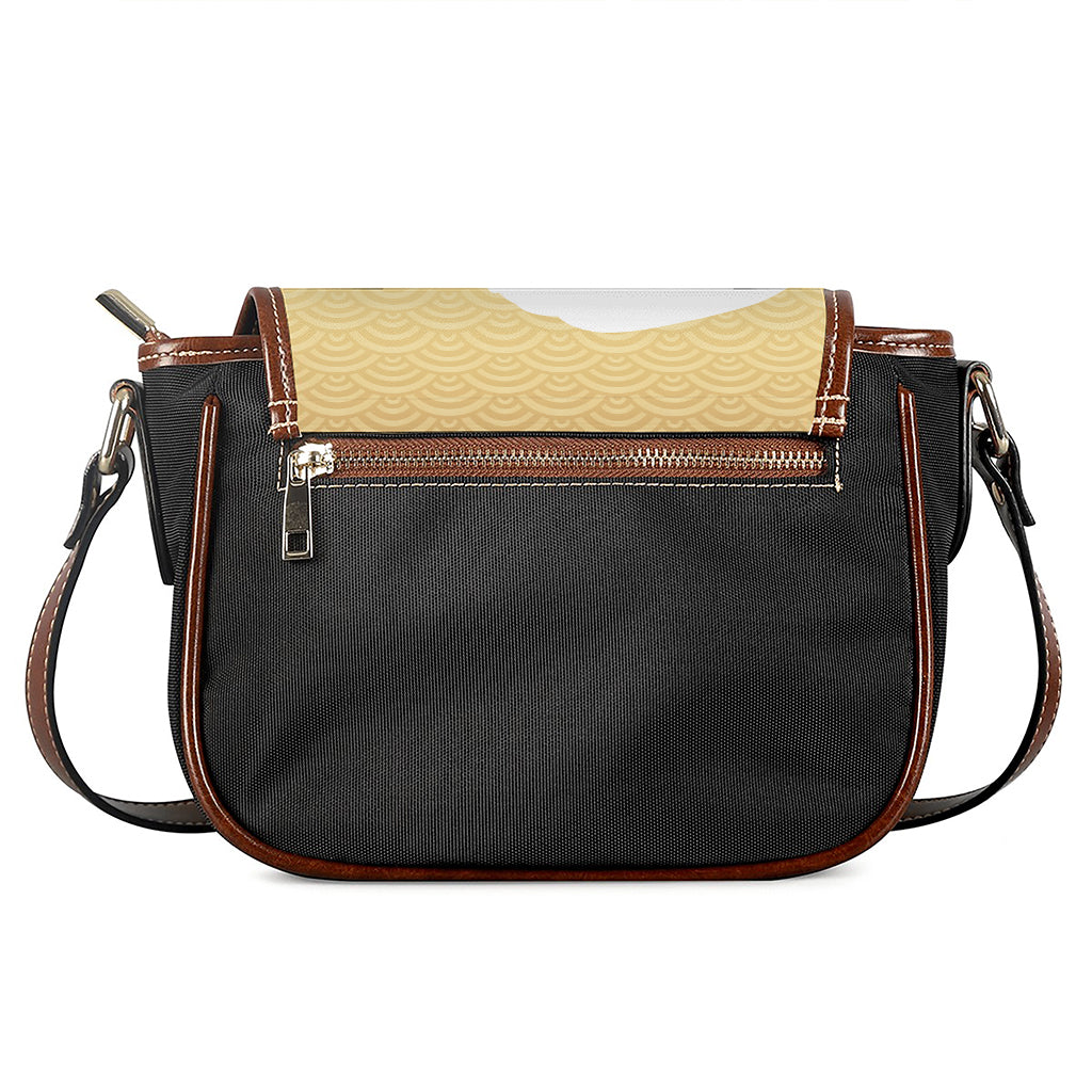Golden Kanagawa Wave Print Saddle Bag