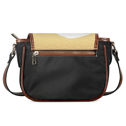 Golden Kanagawa Wave Print Saddle Bag