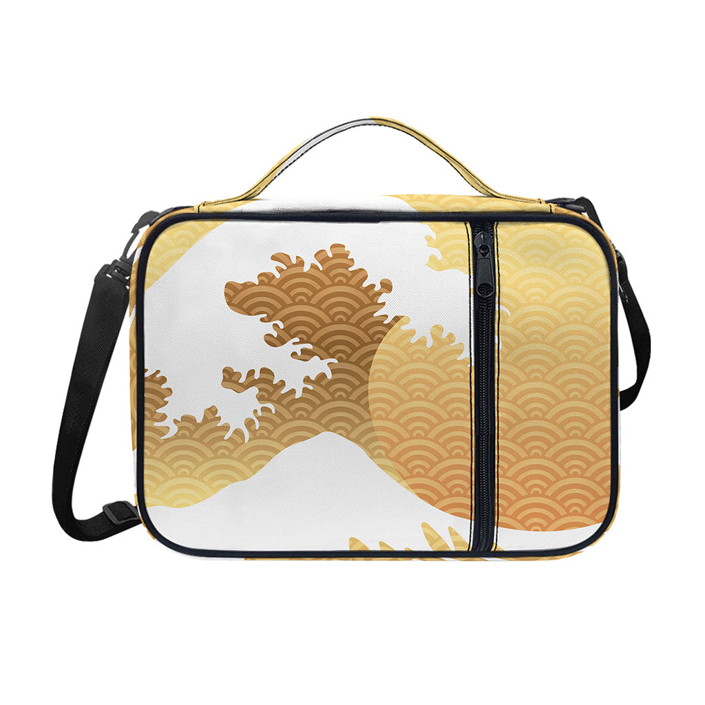 Golden Kanagawa Wave Print Shoulder Strap Bible Bag