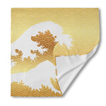 Golden Kanagawa Wave Print Silk Bandana
